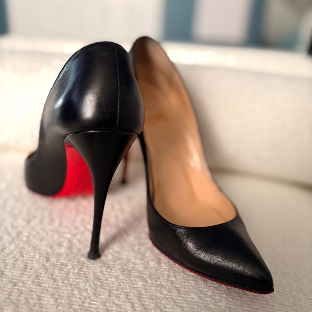 Christian Louboutin Black Leather Kate Heels